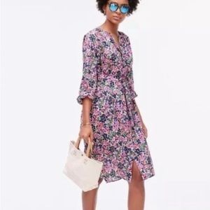 J. Crew Easy Watercolor cotton oversized tie waist dress size L